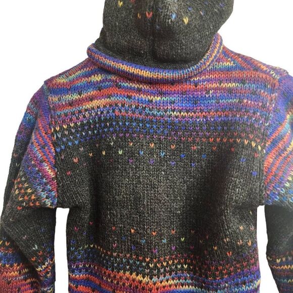 Colorful Confetti Wool Coat McRon Extra Warm Removable Hood Fleece Lined Jacket - Picture 12 of 13